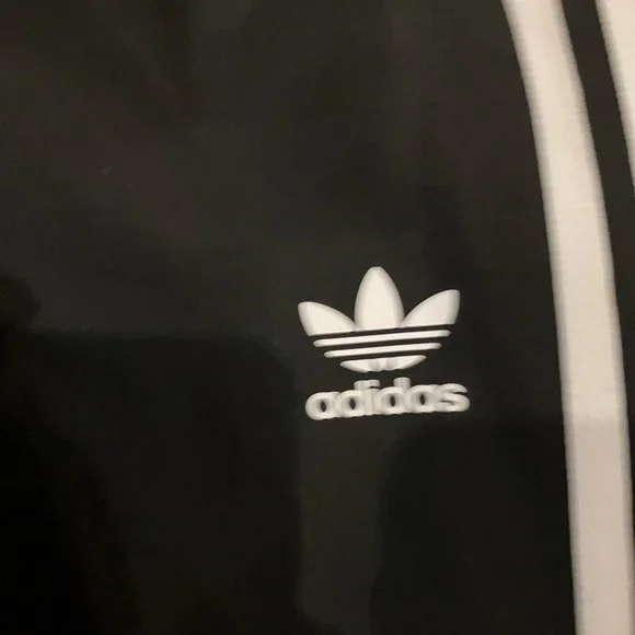 adidas Black Flared Joggers with White Side Stripes - Picture 4 of 7